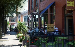 view of the outdoor patio at the flying fig in ohio city downtown cleveland oh