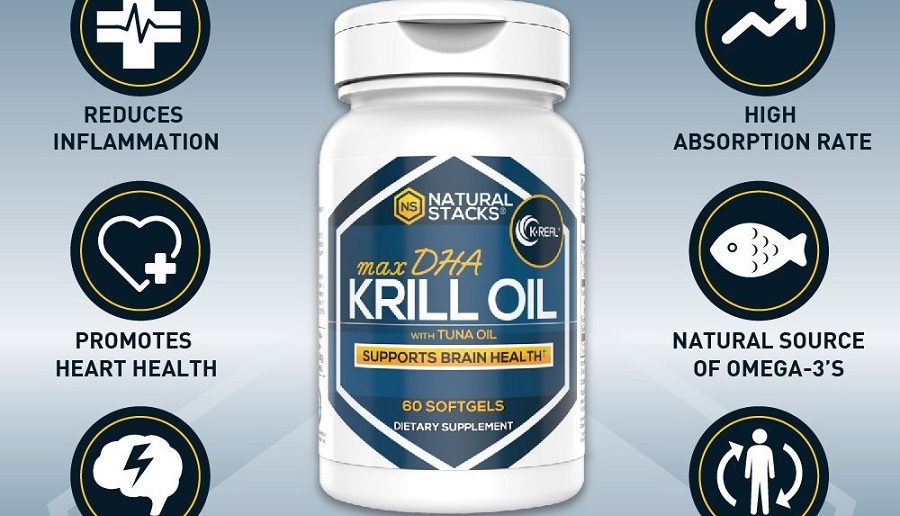 bottle of natural stacks cold presses krill oil supplement